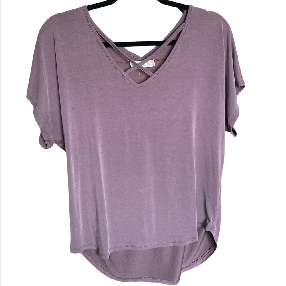 Purple cross detail junior’s top